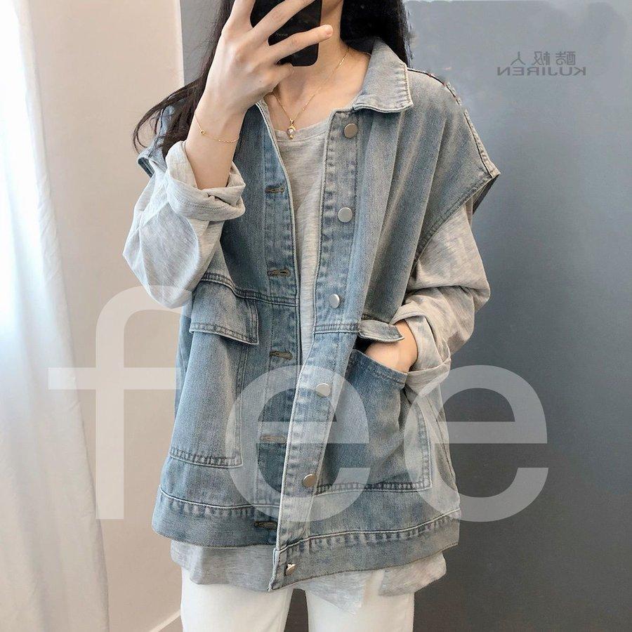ベスト デニム ジレ レディース ビッグシルエット ブラック ブルー カジュアル 大きいサイズ ノースリーブデニムジャケット 若者 かっこいい ヒップホップ 超安い