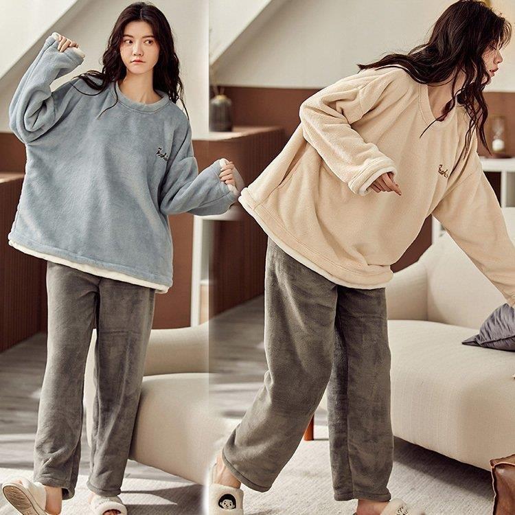 パジャマ レディース 冬 裏起毛 ルームウェア 上下セット モコモコ 部屋着 ふわふわ 薄手 長袖 長ズボン ふわもこパジャマ あったか サンゴネル 安い 2色 Sda1c19 Bard Plaza 通販 Yahoo ショッピング