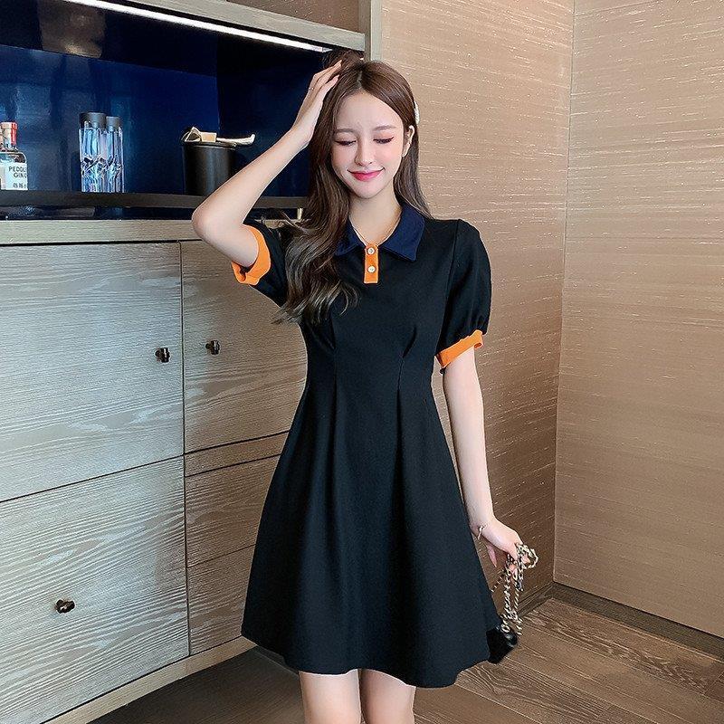 年末のプロモーション 細身 配色切替 着痩せ ポロ 21新作 ミニ丈 レディース ワンピース カジュアルワンピ 上品 女性着 可愛い エレガント きれいめ アウトドア 韓国風 フレア ワンピース サイズ L Www We Job Com