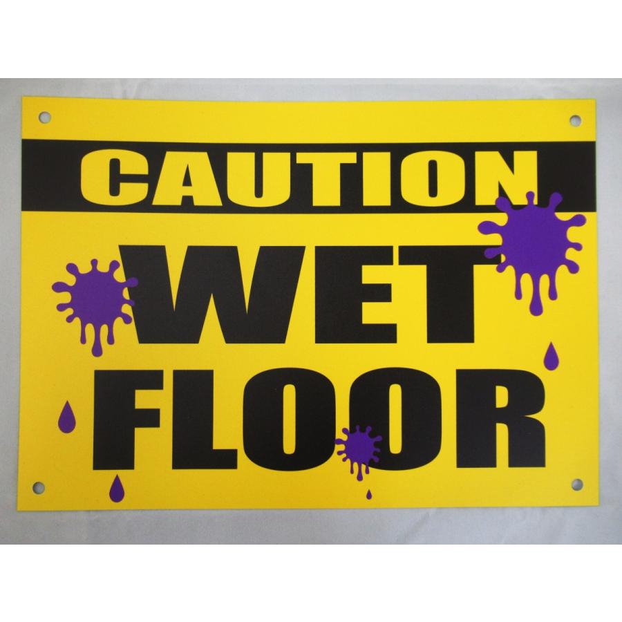 wet floor ウエットフロア 看板サインプレート プラ看板 床が濡れてます 注意 表示板 案内板 プレート看板 防水 屋外 日本製｜magsticker