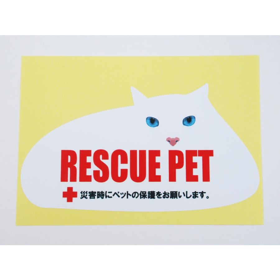 ペット 救済 保護 美しい レスキュー シール 【SALE／60%OFF】 ステッカー 猫 白色 救援シンボルマーク 地震 災害時にペットの保護をお願いします 火事 天災 洪水 水害