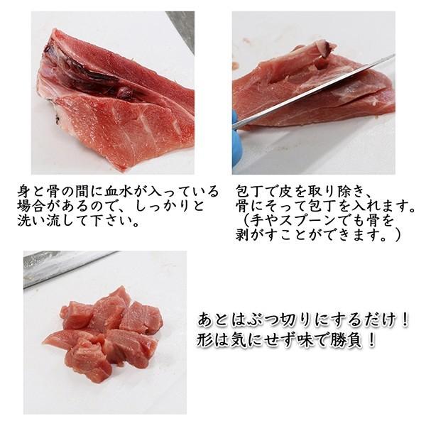 マグロ 訳あり 中トロ 刺身 端材 端っこ 養殖南まぐろ中トロぶつ切り用（すき身用）1ｋｇ   骨入 80523　（1梱包5個まで）｜maguro-fukuboh｜03