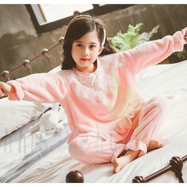 パジャマ キッズ 冬 長袖 柔らか 綿 おしゃれ 女の子 子供服 上下セット セットアップ 厚手 長ズボン ルームウェア 部屋着 モコモコ 暖かい 寝間着 可愛い 新品 返品交換不可