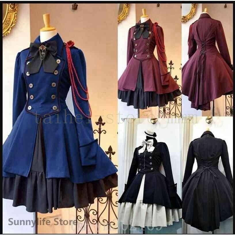 新品膝丈ワンピース軍服ロリータワンピースゴスロリドレス Oosoqwhwg8 レディースファッション Editorialdismes Com