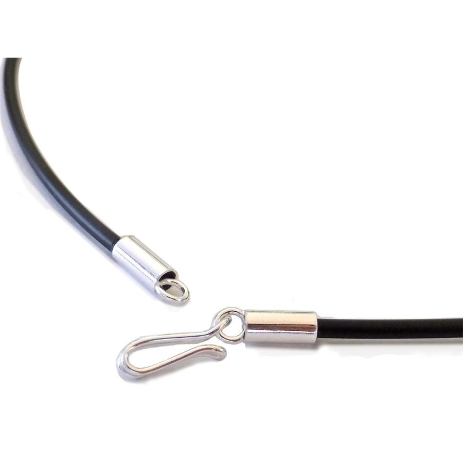 防水ラバー合皮 黒 チョーカー ネックレス sv925フック式 太さ2mm/3mm 