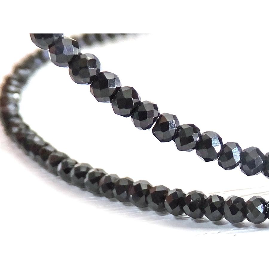 高級 ブラックスピネル ロングネックレス ダイヤカット 太さ3.9mm 長さ