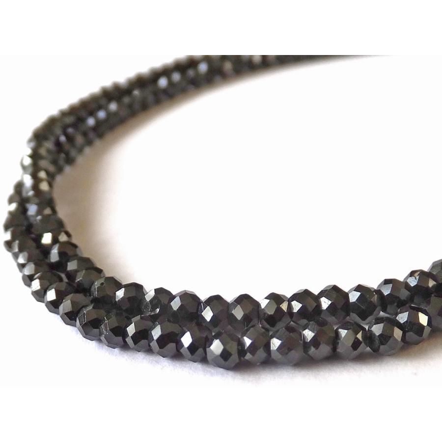 高級 ブラックスピネル ネックレス ダイヤカット 太さ3mm 長さ42cm
