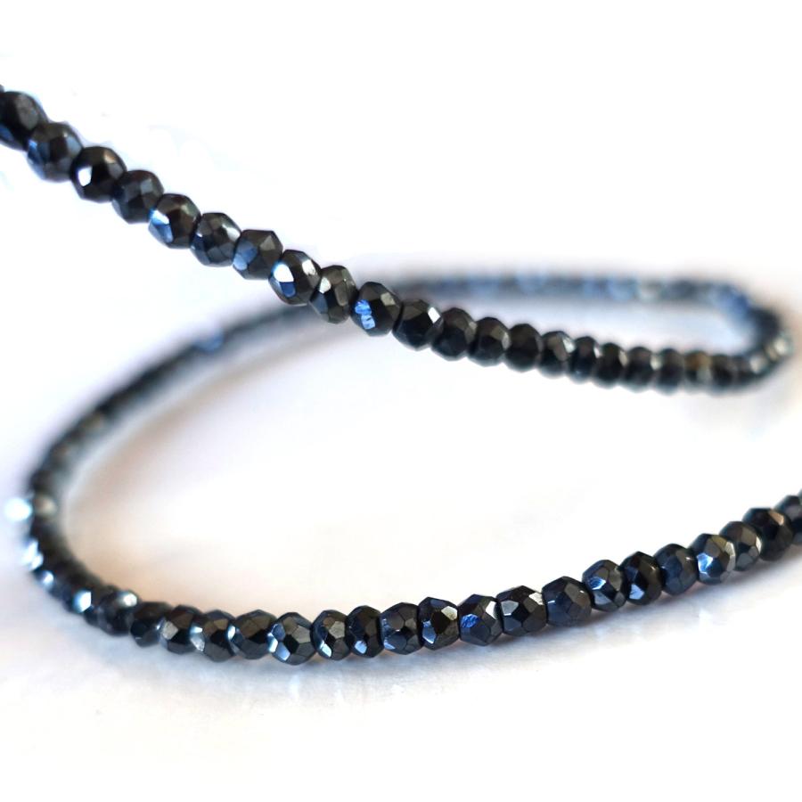 ブラックスピネル ロングネックレス 上品 コーティング 細め 太さ2.1mm