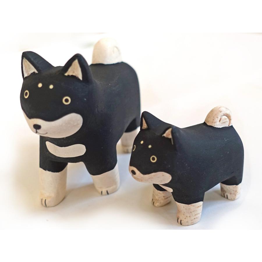 ぽれぽれ動物 親子 柴犬 シバ いぬ (干支 戌) インテリア 置物 木彫り