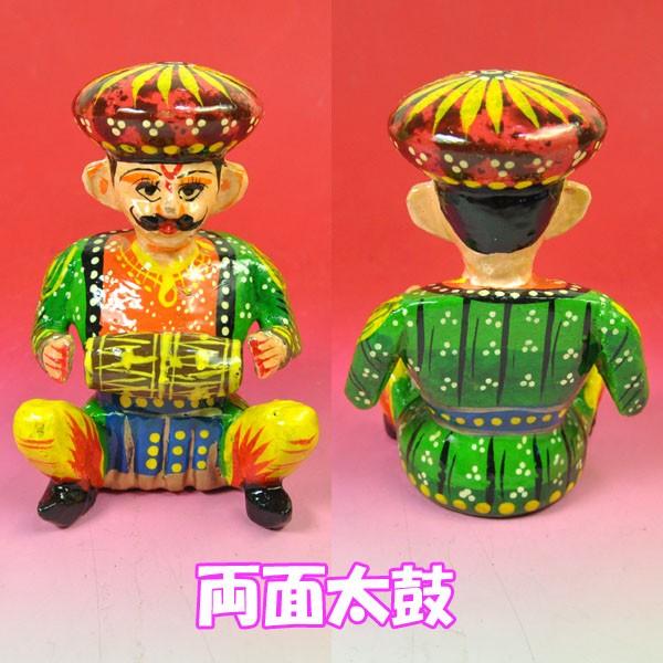 インドのキッチュな木製置物 民族楽団（バラ売り） 彩色 アジアン雑貨