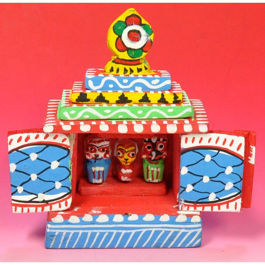 インドのジャガンナート三神の置物 祠型 （小） オリッサ インド雑貨