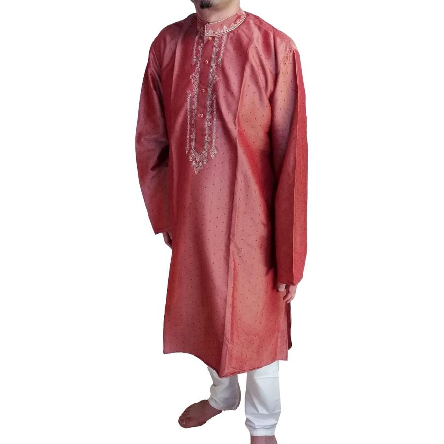 インドの男性用民族衣装クルターパジャマ L ちょっと豪華版 ブラウン スタンドカラー Fu Kr100 Fu Kr100 Five Rivers Store ヤフー店 通販 Yahoo ショッピング