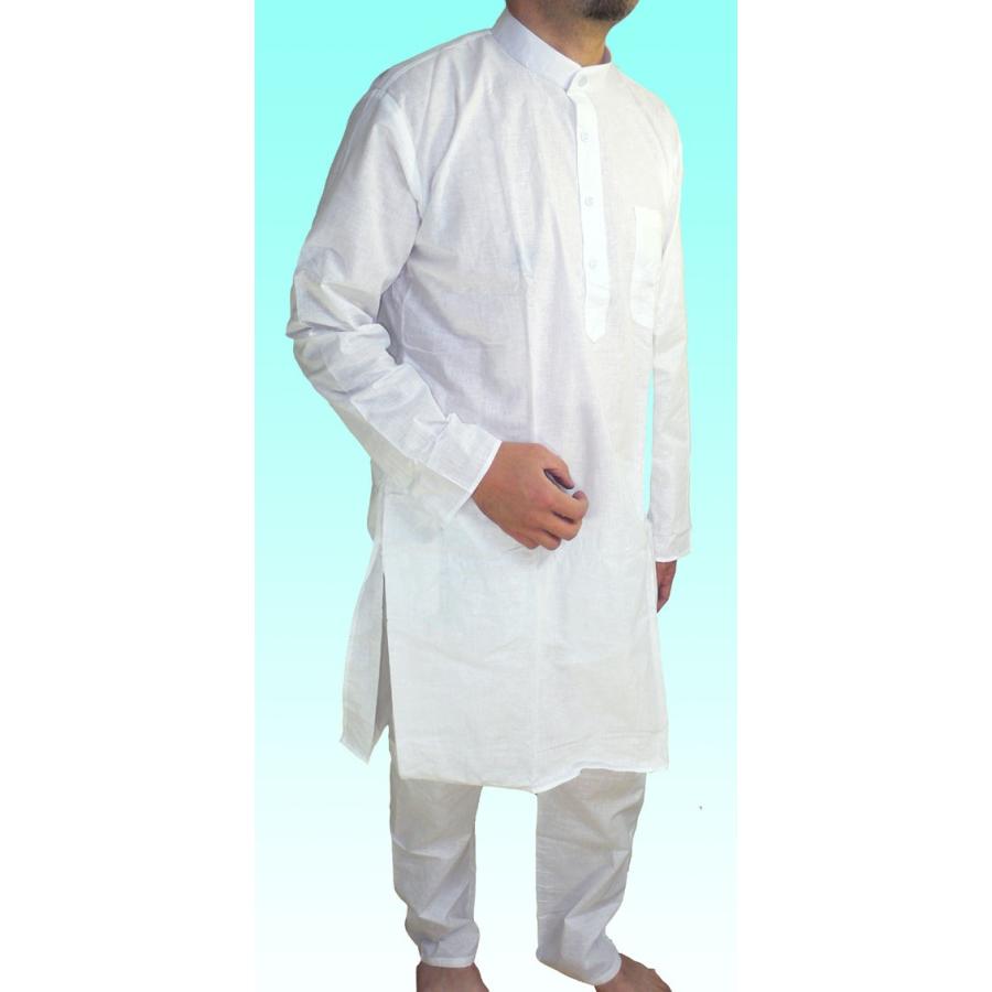 インドの男性用民族衣装クルターパジャマ 一番人気の純白 スタンドカラー Fu Kr Fu Kr Five Rivers Store ヤフー店 通販 Yahoo ショッピング