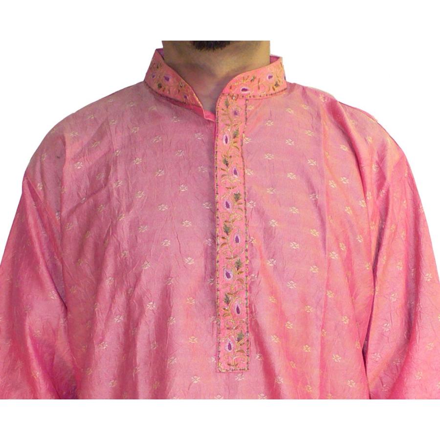 インドの男性用民族衣装クルターパジャマ （XL）ちょっと豪華版