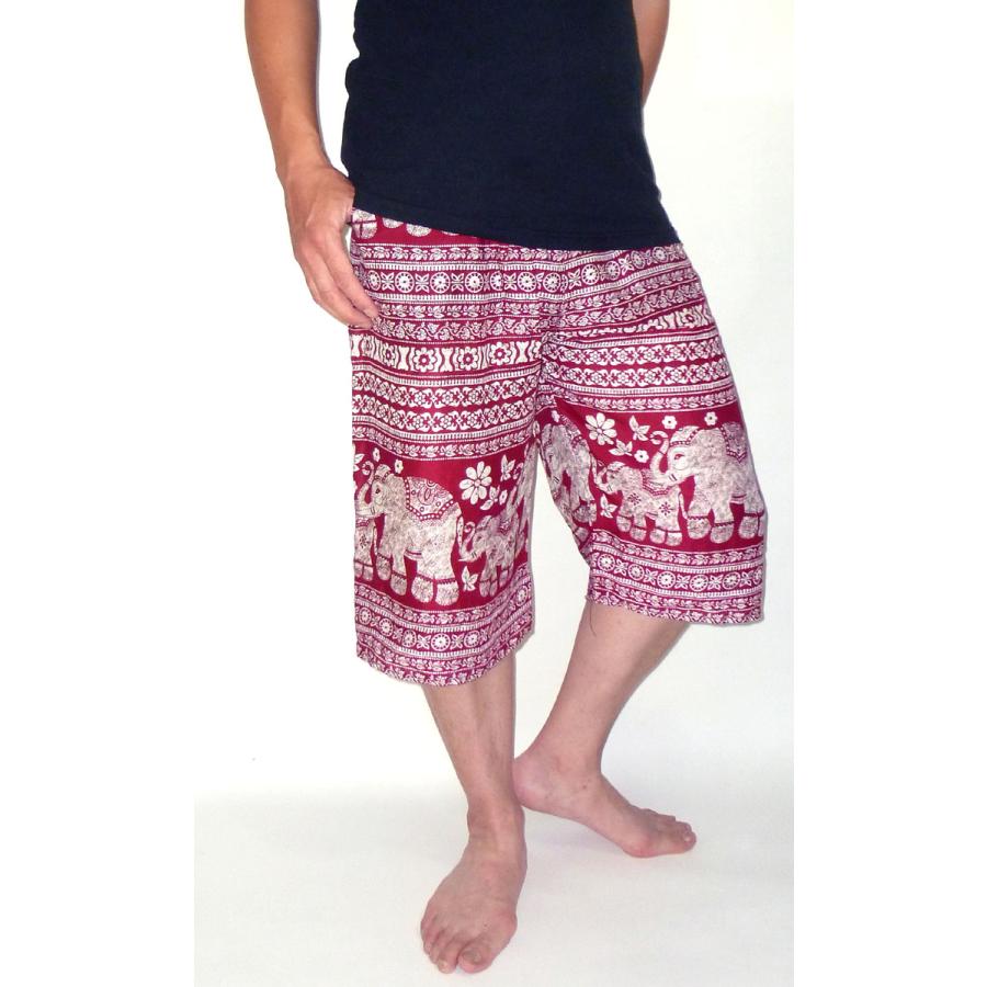タイパンツ ハーフパンツ ショートパンツ メンズ短パン 赤系統 象柄 エスニック タイ雑貨 アジアン雑貨 Fu M Pnt728 2 Fu M Pnt728 2 Five Rivers Store ヤフー店 通販 Yahoo ショッピング