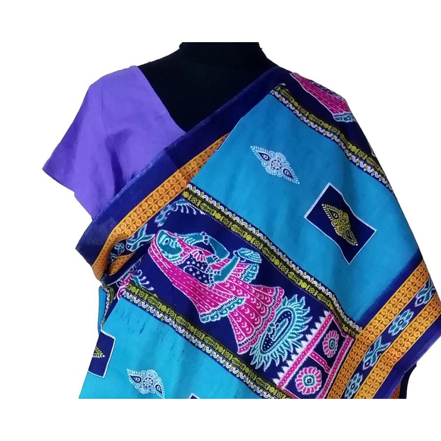 送料無料 インド民族衣装サリー オリッサ州サンバルプーリー調 青 綿 アジアン ネパール スリランカでも Fu Sr 1 Fu Sr 1 Five Rivers Store ヤフー店 通販 Yahoo ショッピング