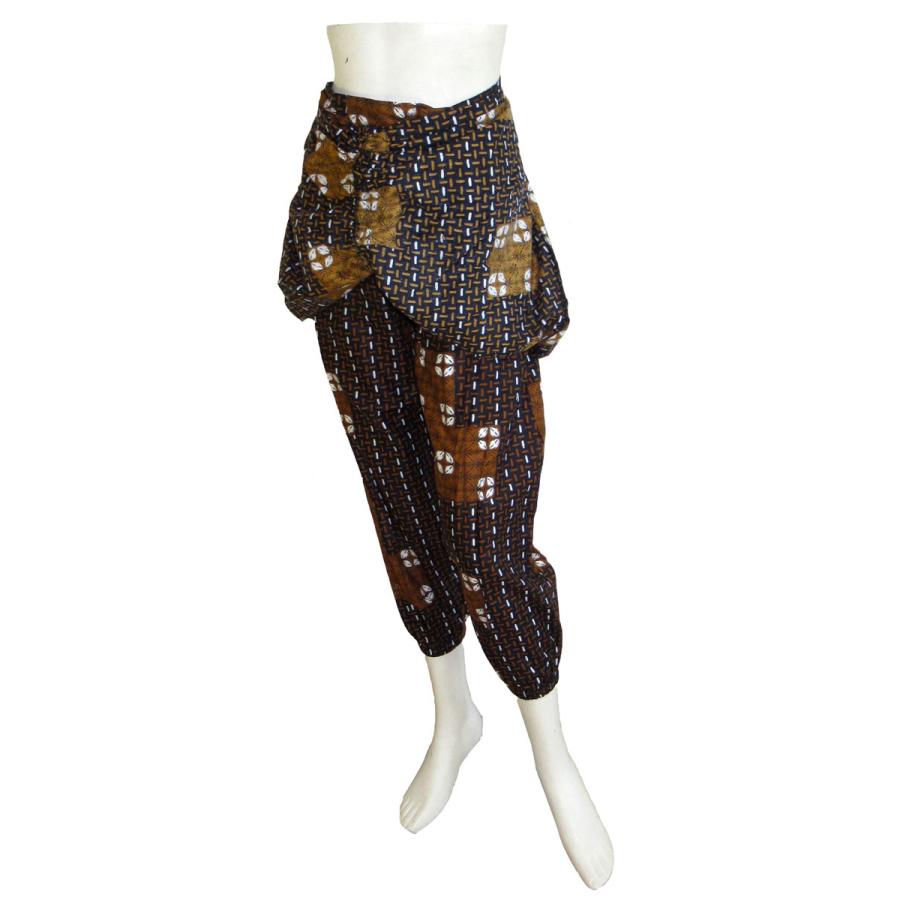送料無料】腰巻き風パンツ レディース バティック ジャワ更紗 2ウェイ
