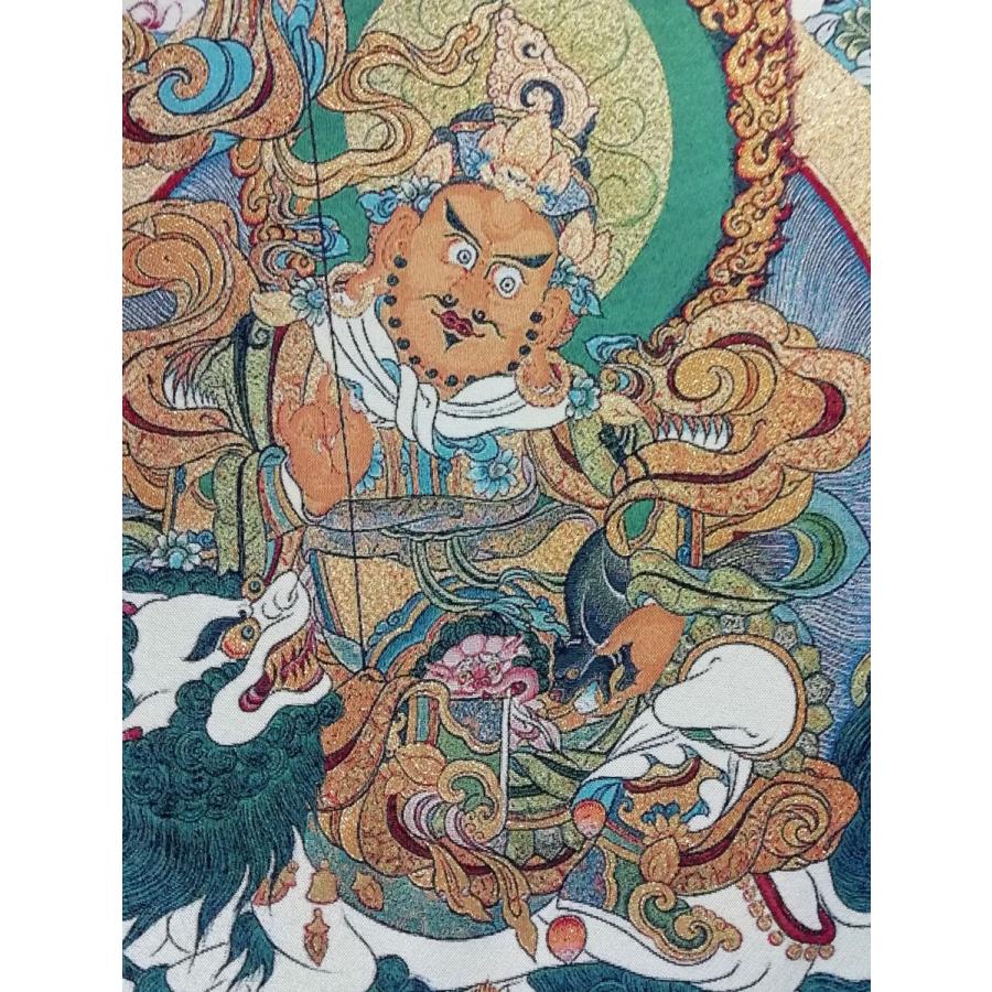チベット密教仏画掛軸 毘沙門天 クベーラ 仏教 織物 タンカ チベット密教仏画掛軸 毘沙門天 クベーラ 仏教 織物 タンカ