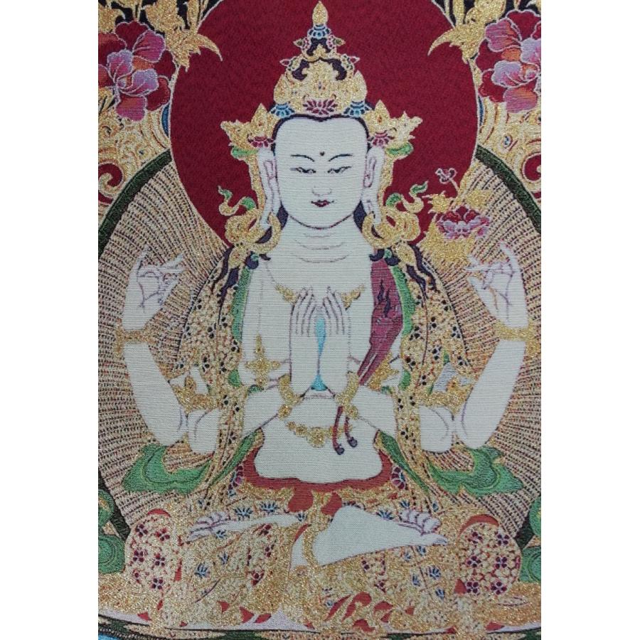 チベット密教仏画掛軸 四臂観音菩薩 仏教 織物 タンカ チベット密教仏画掛軸 四臂観音菩薩 仏教 織物 タンカ