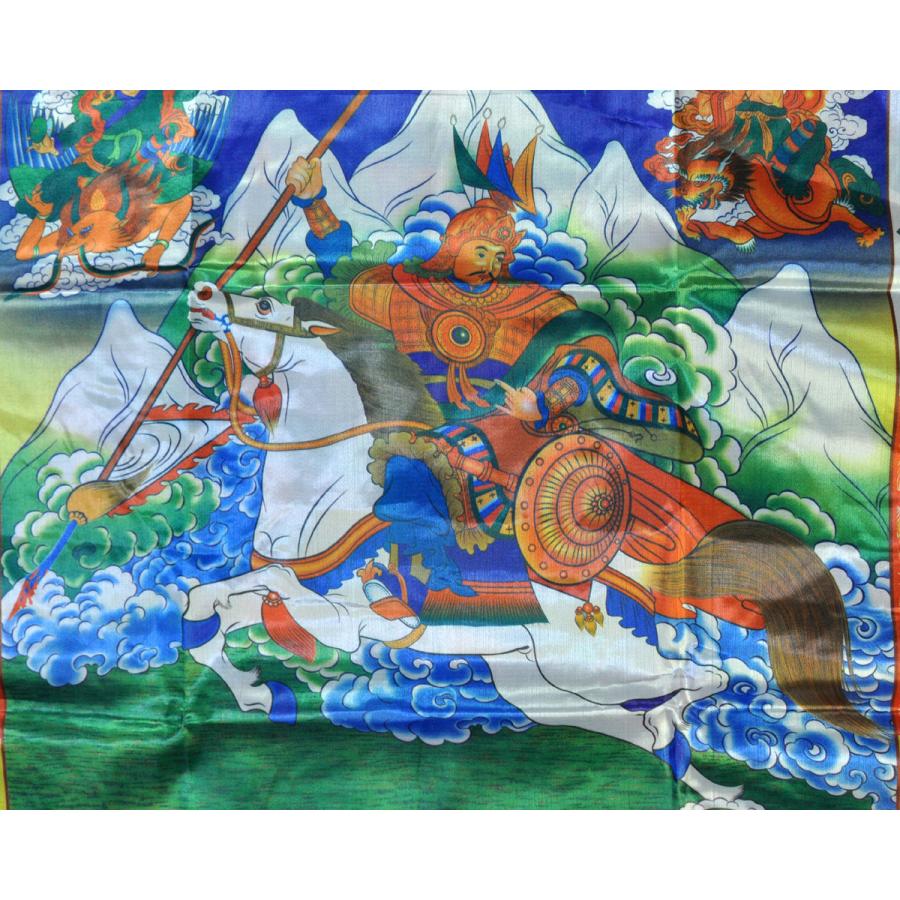 チベット密教の旗 馬に乗る謎の人物 仏教 真言 タルチョ アジアン雑貨