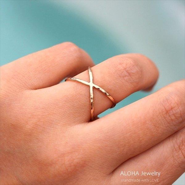 最低価格の Cross Criss X きらきら 海外受注 Jewelry] [ALOHA S925 / 14KGF リング ハンマー加工 指輪