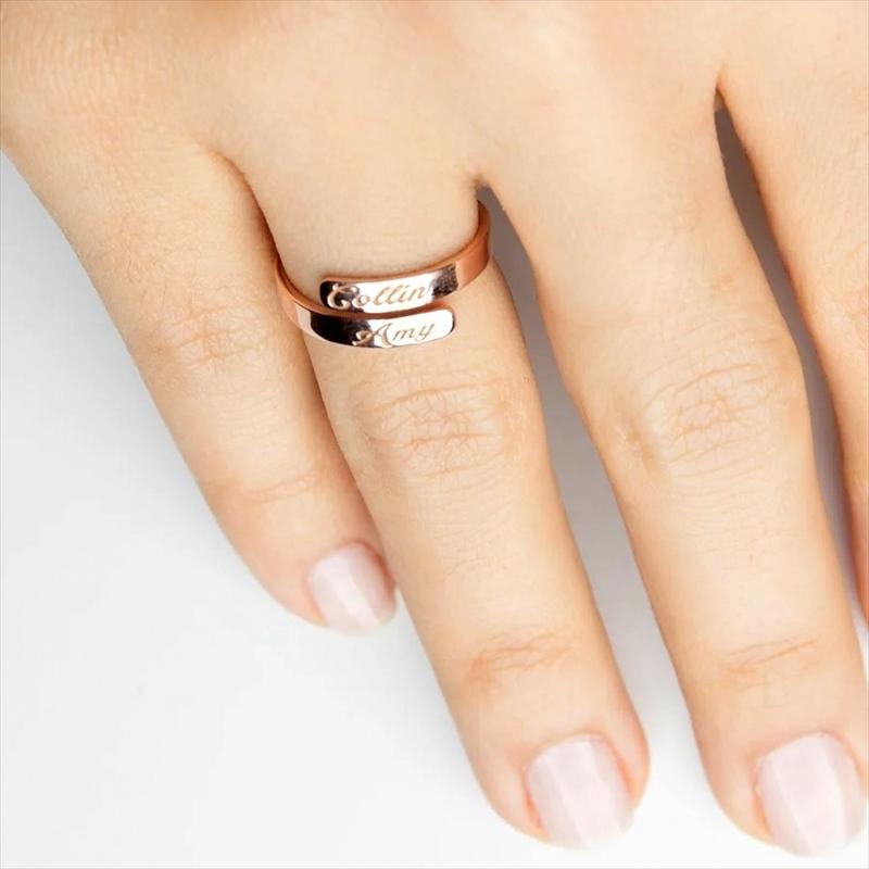 ハワイアンジュエリー 刻印 ダブルネーム ラップリング 14KGF