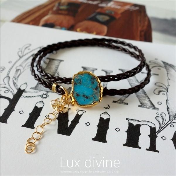 即納 LuxDivine #787 ターコイズ  レザー チョーカー [Turquoise Braided Leather Choker] [ ラックスディバイン]｜mahealani｜04