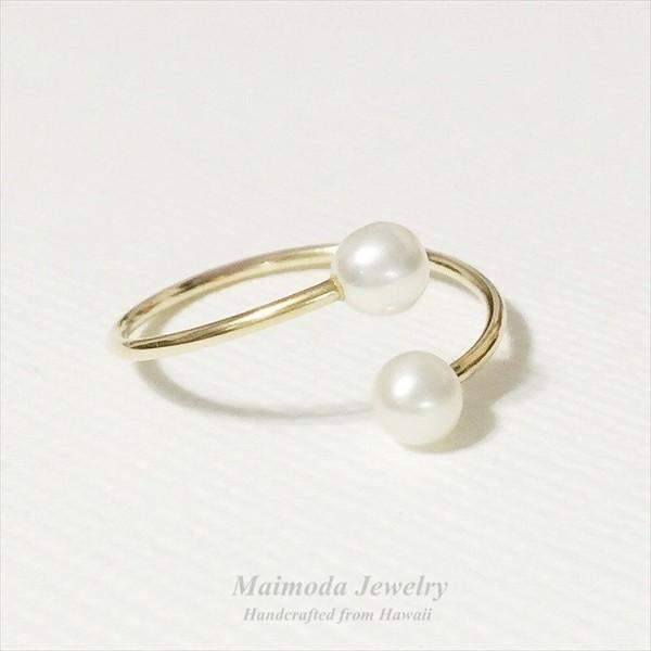 即納 ホワイト パール ラップ リング US5 from ハワイ [ Maimoda Jewelry / マイモダジュエリー ] 14KGF white pearl wrap ring｜mahealani｜02