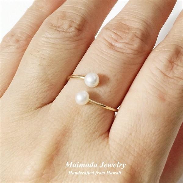 即納 ホワイト パール ラップ リング US5 from ハワイ [ Maimoda Jewelry / マイモダジュエリー ] 14KGF white pearl wrap ring｜mahealani｜03