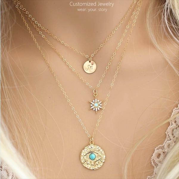 ターコイズ in きらきら イービルアイ コイン ゴールド ネックレス [Customized Jewelry / カスタマイズ ジュエリー] 海外受注｜mahealani｜05