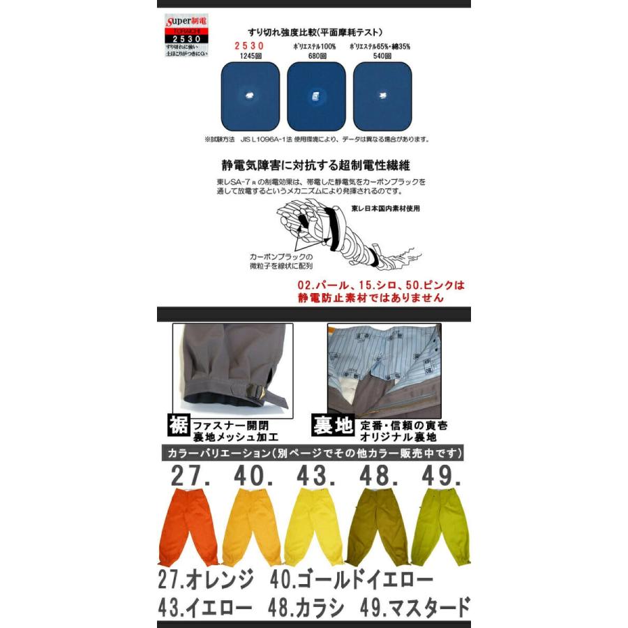 寅壱 寅一 2530シリーズ ロングニッカ 2530-414 イエロー