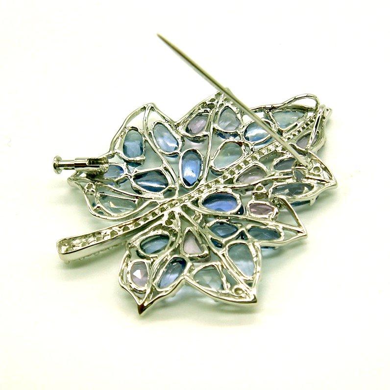 新品】ダイヤモンド＆カラーサファイアペンダントブローチ(K18WG)