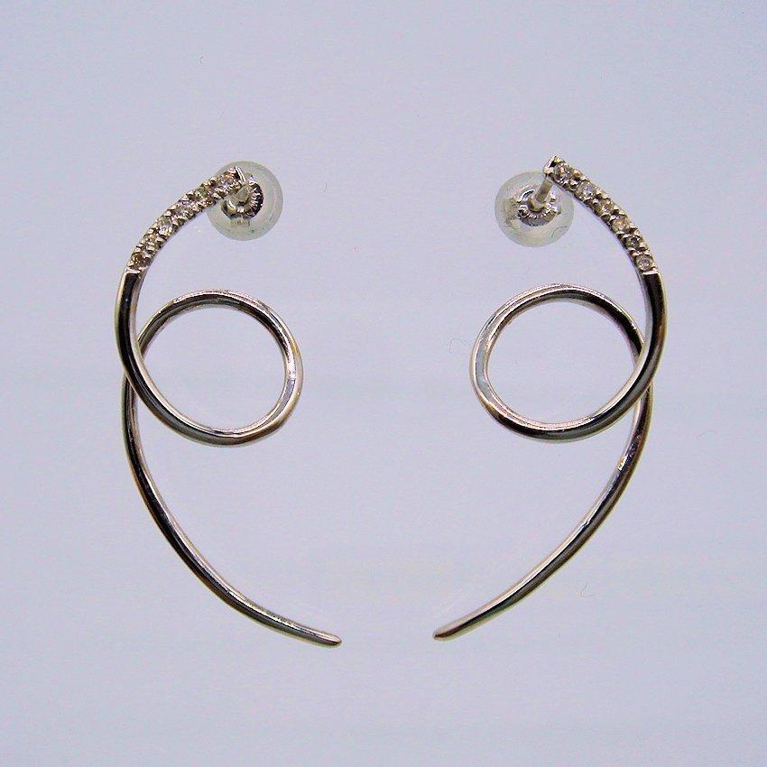 K18 WG ダイヤピアス PC1372:K18WG ダイヤ ピアス : マホガニーホール Yahoo!店 - 通販