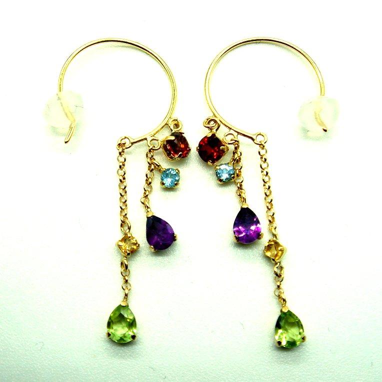 PC1614:K18YG ガーネット ブルートパーズ アメジスト シトリン