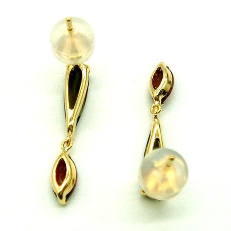 PC1681:K18YG スモーキークォーツ（煙水晶） ガーネット ピアス