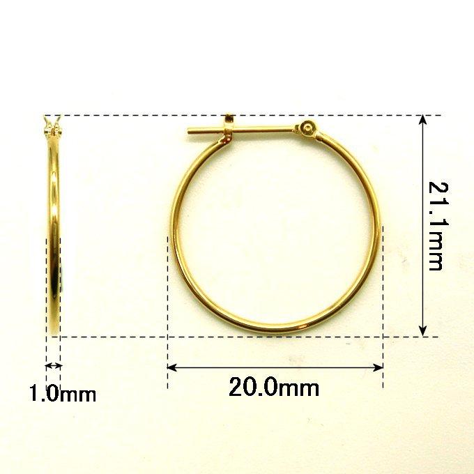 PC1709:K18YG パイプ フープピアス（Φ1×20mm）_6