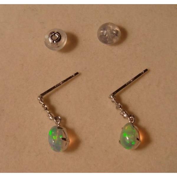 K18WGオパールとダイヤのピアス PC908:K18WG オパール ダイヤ ピアス : マホガニーホール Yahoo!店