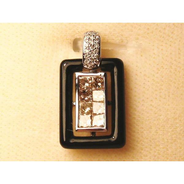 K18WG ダイヤオニキスペンダント