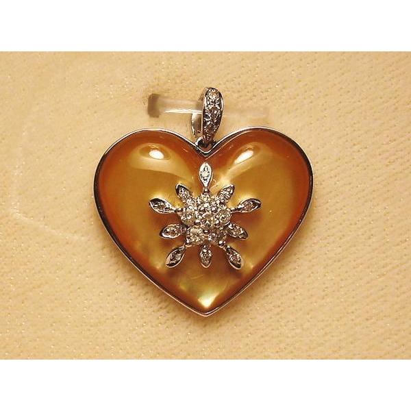 PE732:K18WG 黄蝶貝 ダイヤ ペンダント : マホガニーホール Yahoo!店