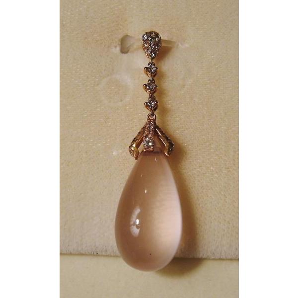 PE766:K18PG ローズクォーツ ダイヤ ペンダント
