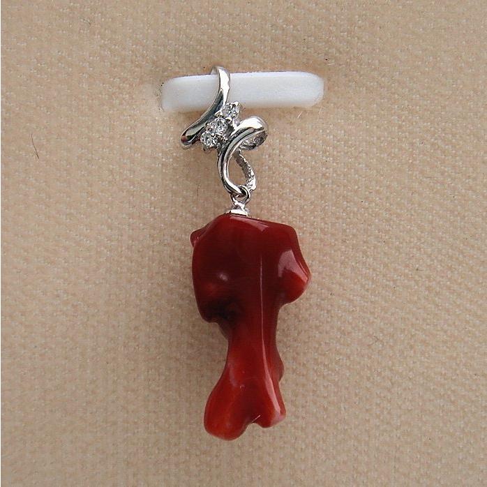 PE860:K18WG 珊瑚（サンゴ）ダイヤ ペンダント : マホガニーホール