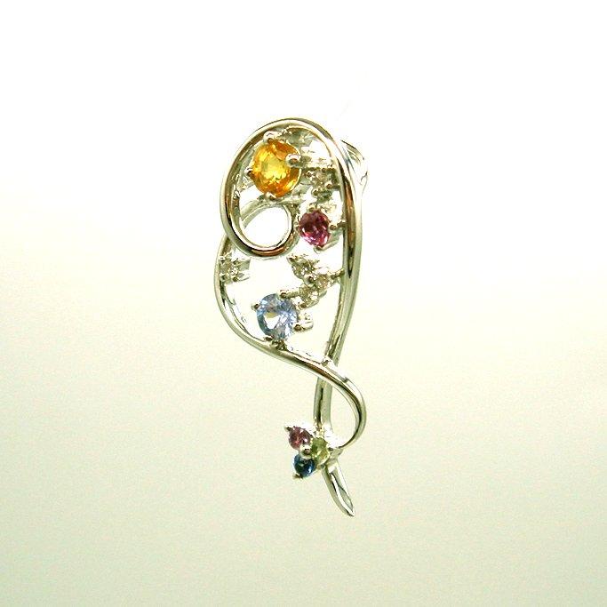 PE930:K18WG カラーサファイア ダイヤ ペンダント : マホガニーホール