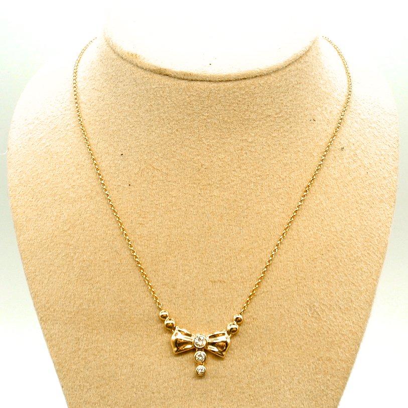 PN581:K18YG ダイヤ プチネックレス : マホガニーホール Yahoo!店 