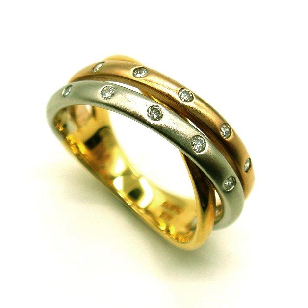 R1041:K18YG/PG/Pt ダイヤ リング（#12） : マホガニーホール Yahoo!店