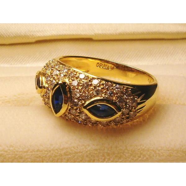 【〜6/6まで出品】 R529:K18YG サファイア ダイヤ リング (#13強) 【YWU1012185060】(36110円)