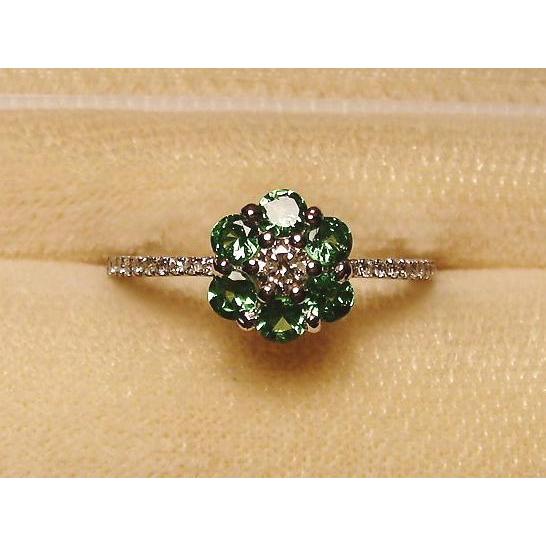 新品】ダイヤモンド＆グリーンガーネットリング(K18WG)