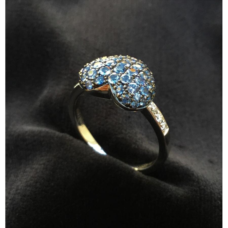 K18wg サファイア　ダイヤ　リング R866:K18WG サファイア ダイヤ リング (#13) : マホガニーホール