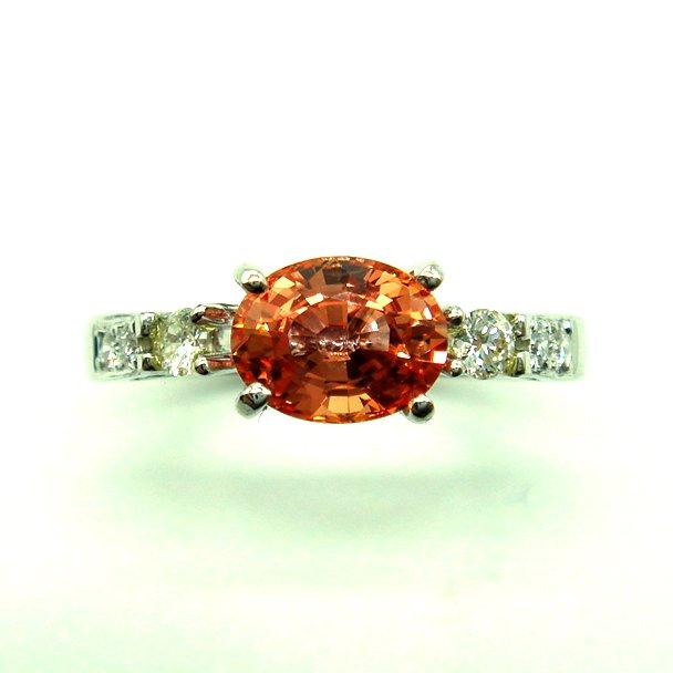 R931:K18WG オレンジサファイア ダイヤ リング（#13） : マホガニー