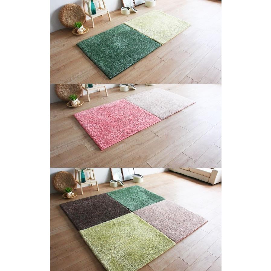 シャギーラグ ミックス ジョイントラグ 50cm 厚手 洗える ジョイント