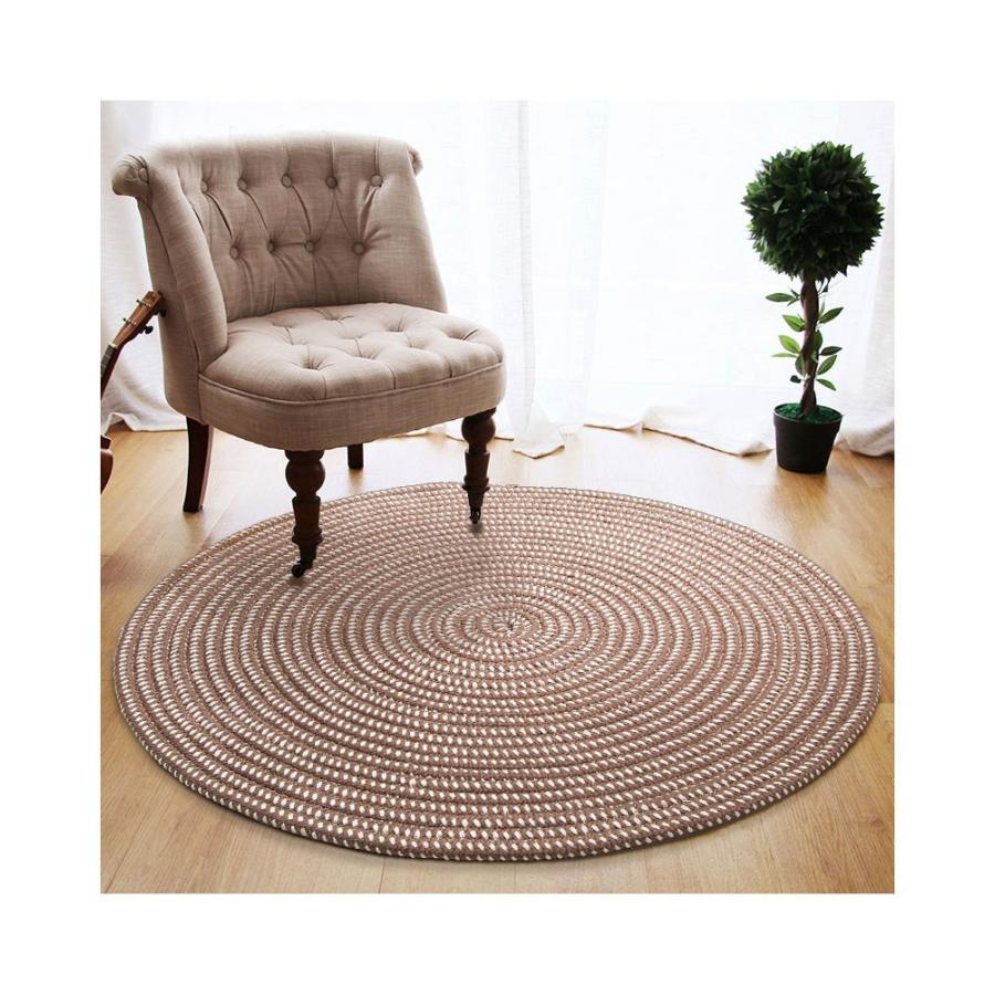 ラグ 円形 200 コットン 編み込み ラグマット 夏用 ハンドメイド 厚手